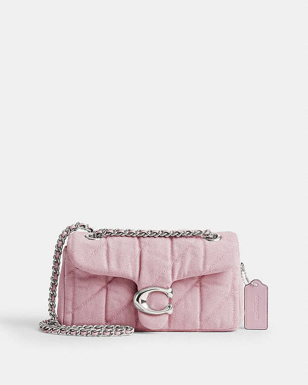 Tabby Shoulder Bag 20 With Quilting Quilted Denim-Silver-Ballerina Quilted Denim-Silver-Ballerina