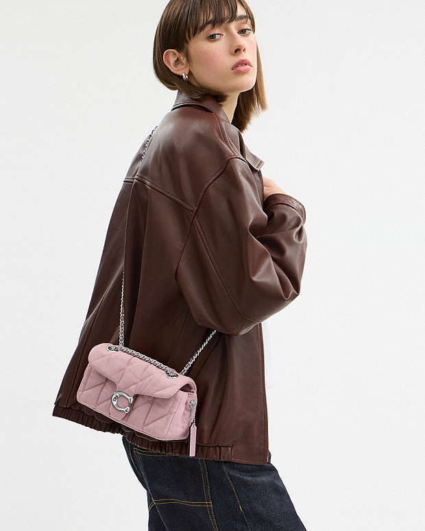 Tabby Shoulder Bag 20 With Quilting Quilted Denim-Silver-Ballerina Quilted Denim-Silver-Ballerina