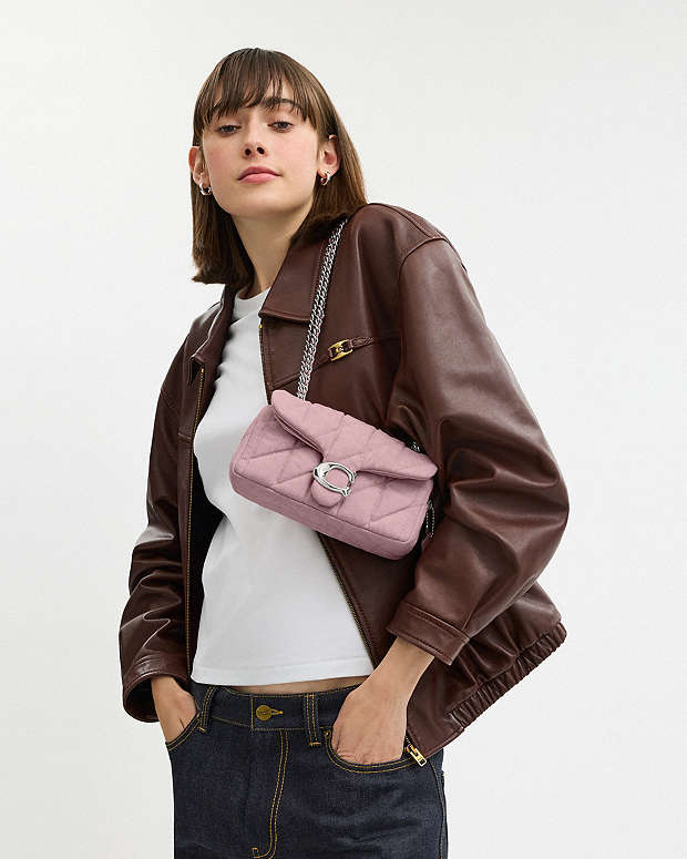 Tabby Shoulder Bag 20 With Quilting Quilted Denim-Silver-Ballerina Quilted Denim-Silver-Ballerina