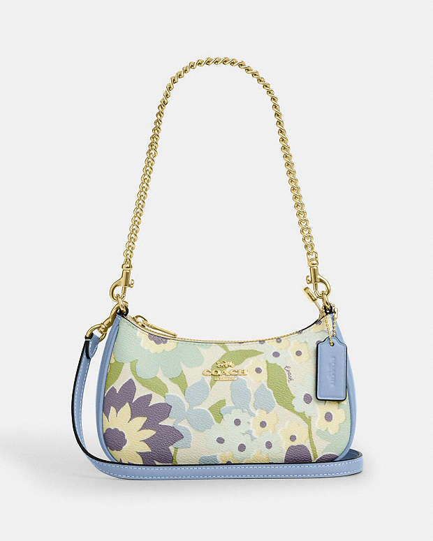 Teri Mini Crossbody Bag With Floral Print Coated Canvas-Im-Blue Bell Multi Coated Canvas-Im-Blue Bell Multi
