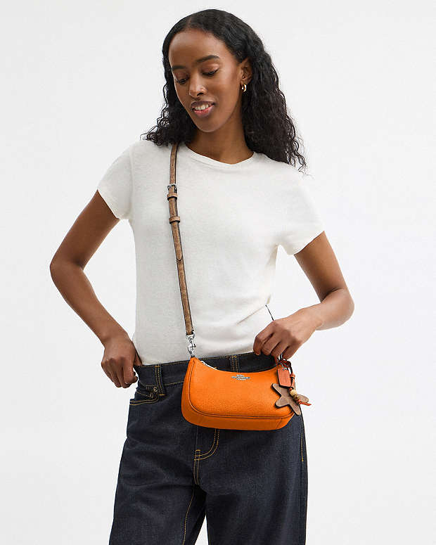 Teri Mini Crossbody Bag With Star Charm Pebbled Leather-Sv-Bright Mandarin-Tan Pebbled Leather-Sv-Bright Mandarin-Tan