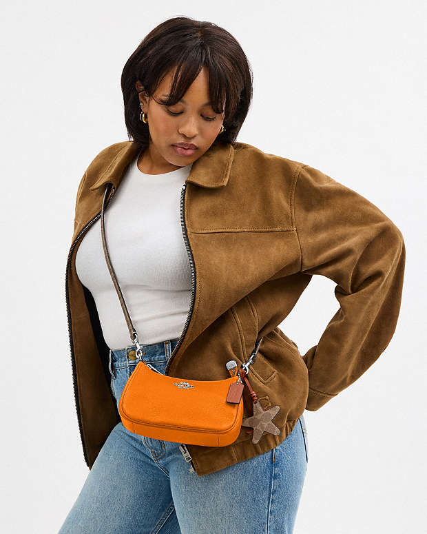 Teri Mini Crossbody Bag With Star Charm Pebbled Leather-Sv-Bright Mandarin-Tan Pebbled Leather-Sv-Bright Mandarin-Tan