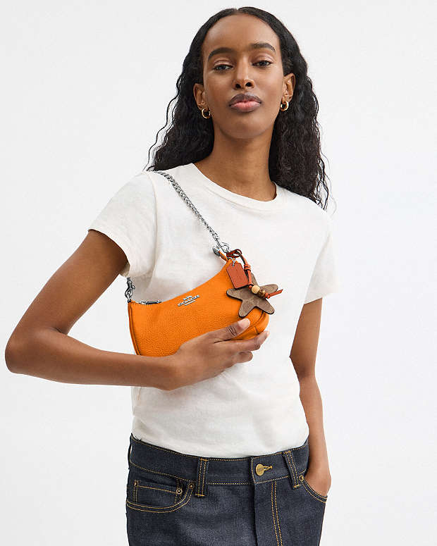 Teri Mini Crossbody Bag With Star Charm Pebbled Leather-Sv-Bright Mandarin-Tan Pebbled Leather-Sv-Bright Mandarin-Tan