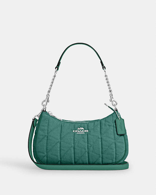 Teri Shoulder Bag Quilted Denim-Sv-Ivy-Green Quilted Denim-Sv-Ivy-Green