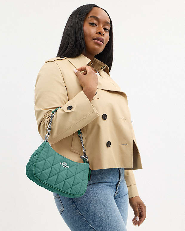Teri Shoulder Bag Quilted Denim-Sv-Ivy-Green Quilted Denim-Sv-Ivy-Green
