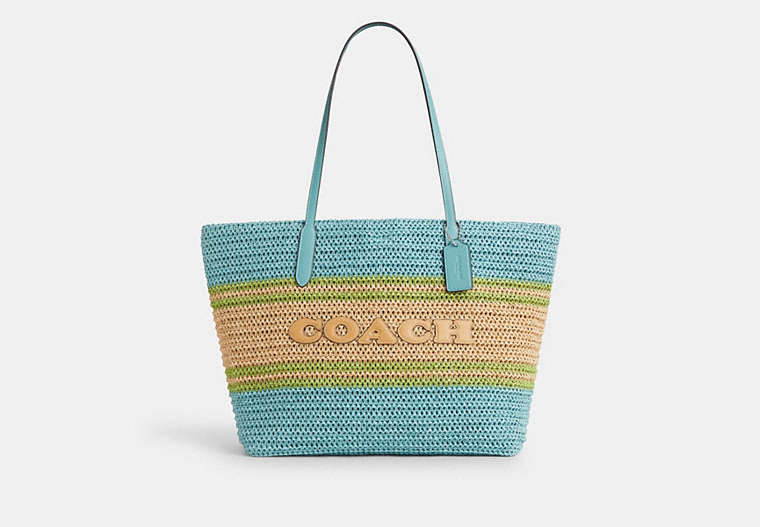 City Tote Bag Straw-Sv-Light Turquoise Multi Straw-Sv-Light Turquoise Multi