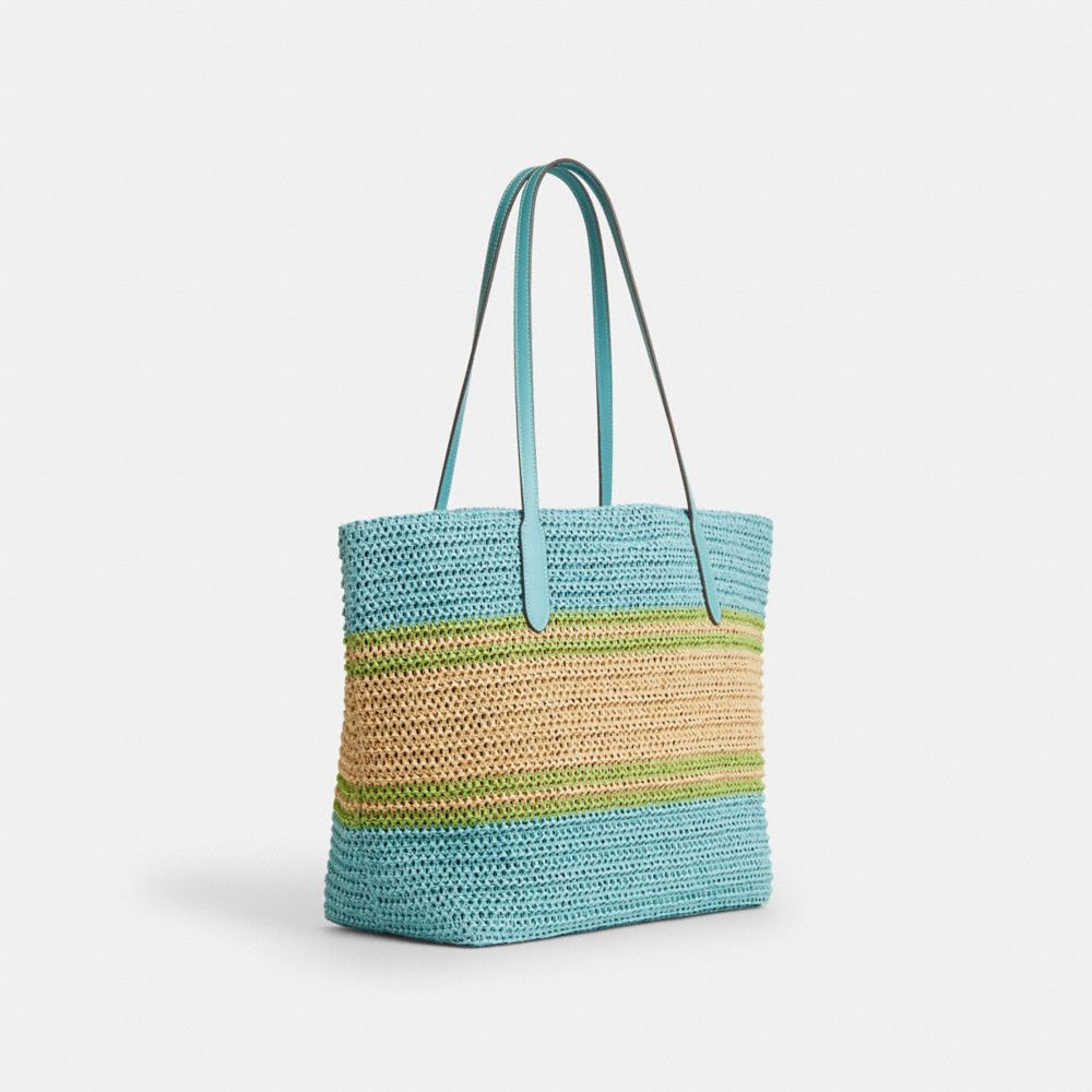 City Tote Bag Straw-Sv-Light Turquoise Multi Straw-Sv-Light Turquoise Multi
