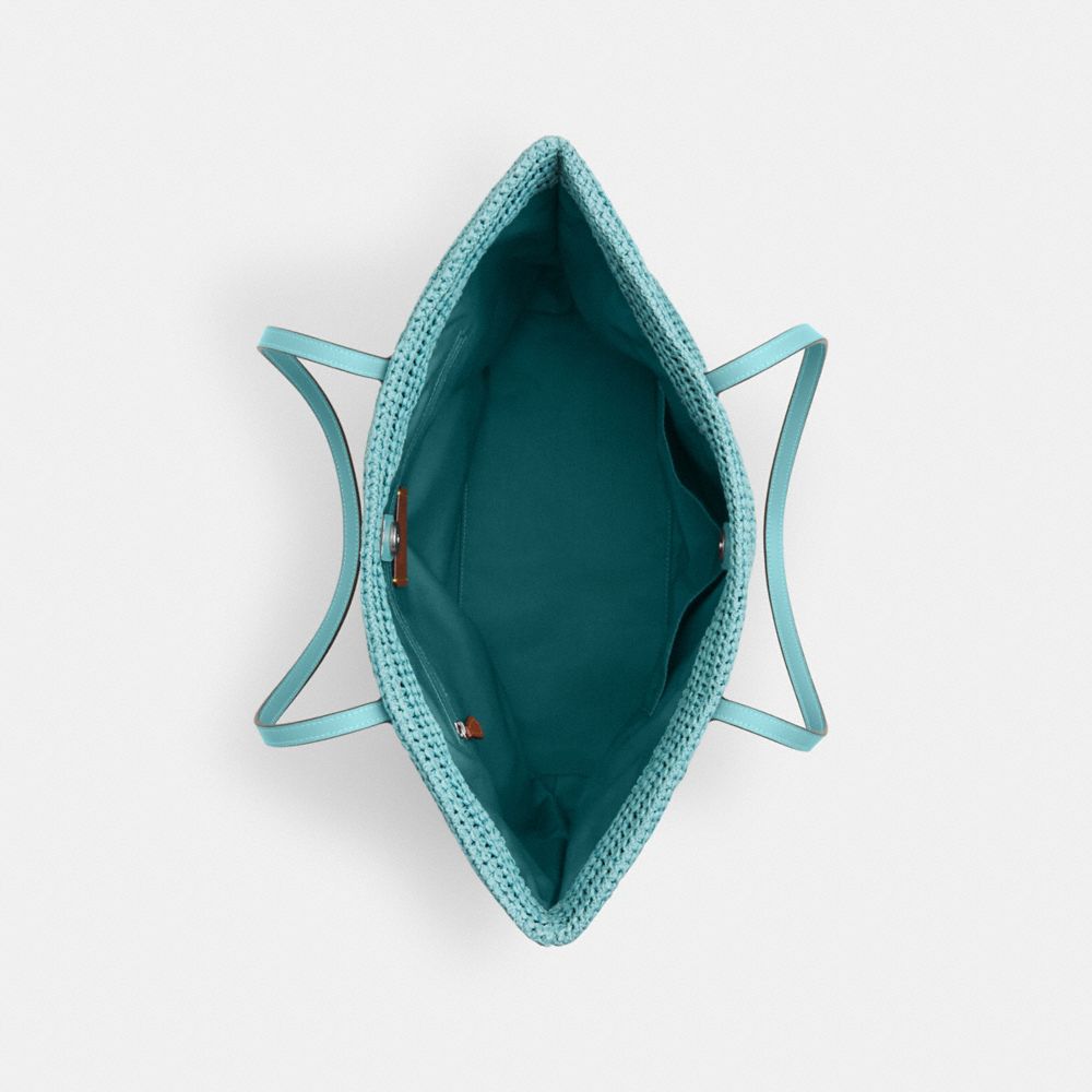 City Tote Bag Straw-Sv-Light Turquoise Multi Straw-Sv-Light Turquoise Multi