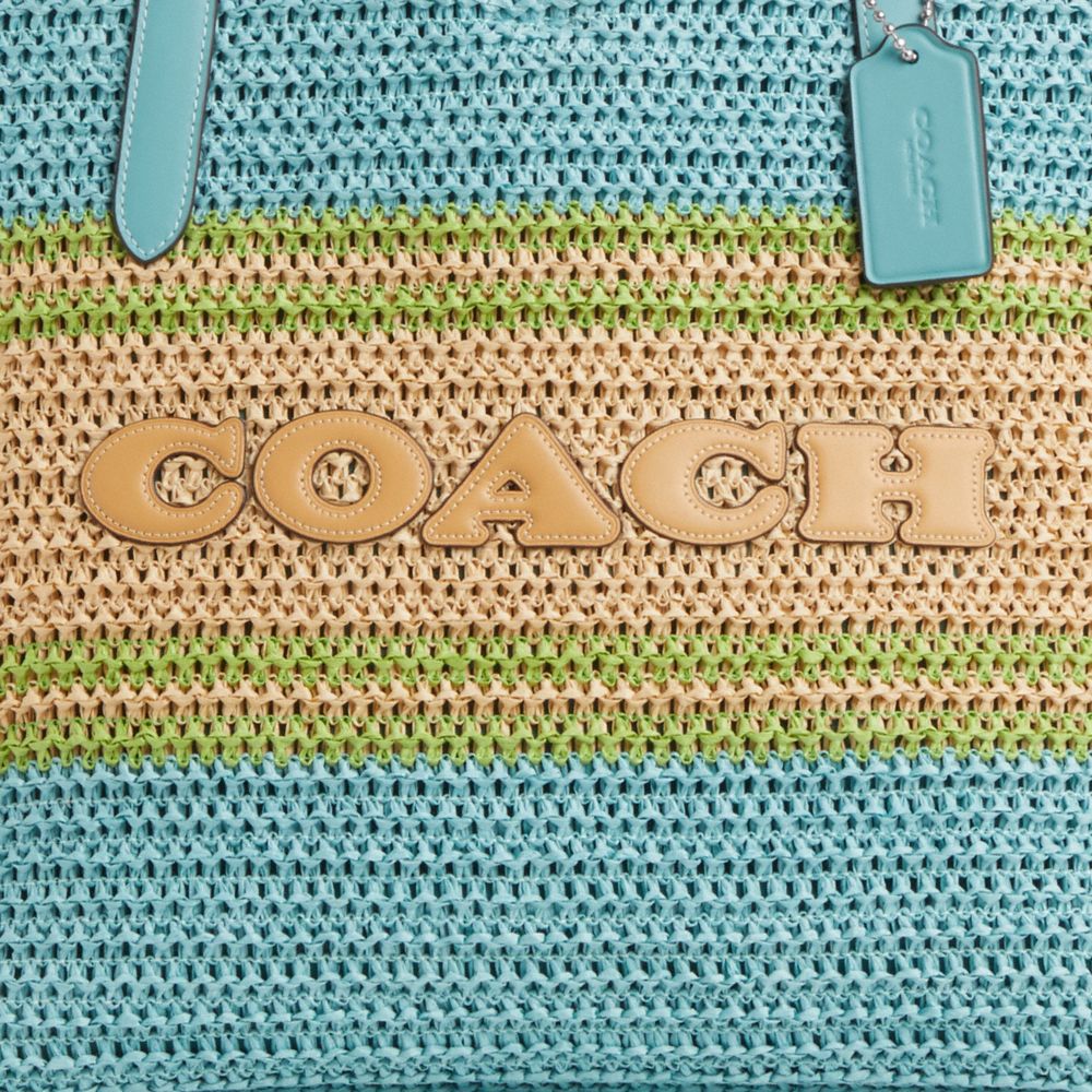 City Tote Bag Straw-Sv-Light Turquoise Multi Straw-Sv-Light Turquoise Multi