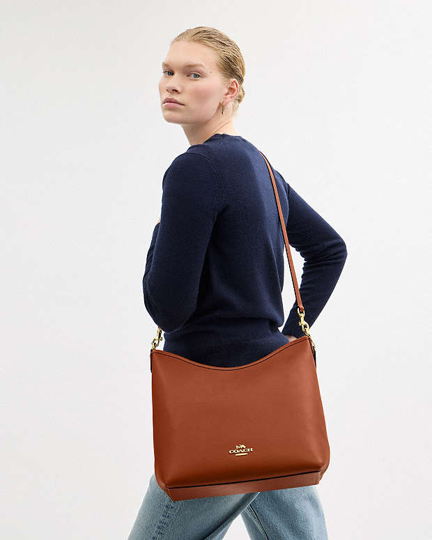 Laurel Large Shoulder Bag Smooth Leather-Gold-Tan Smooth Leather-Gold-Tan