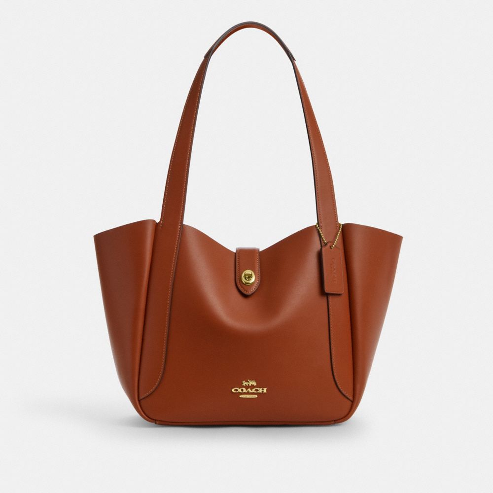 Hadley Turnlock Tote Smooth Leather-Gold-Tan Smooth Leather-Gold-Tan