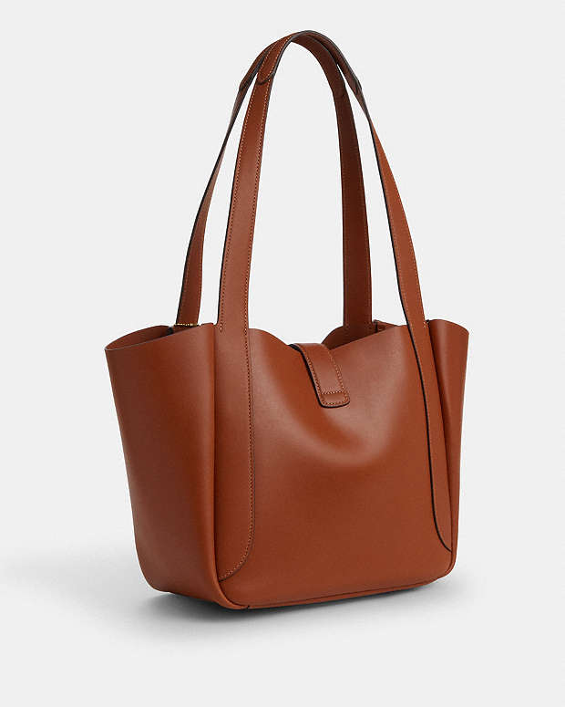 Coach Hadley Turnlock Tote Smooth Leather-Gold-Tan – Kicks