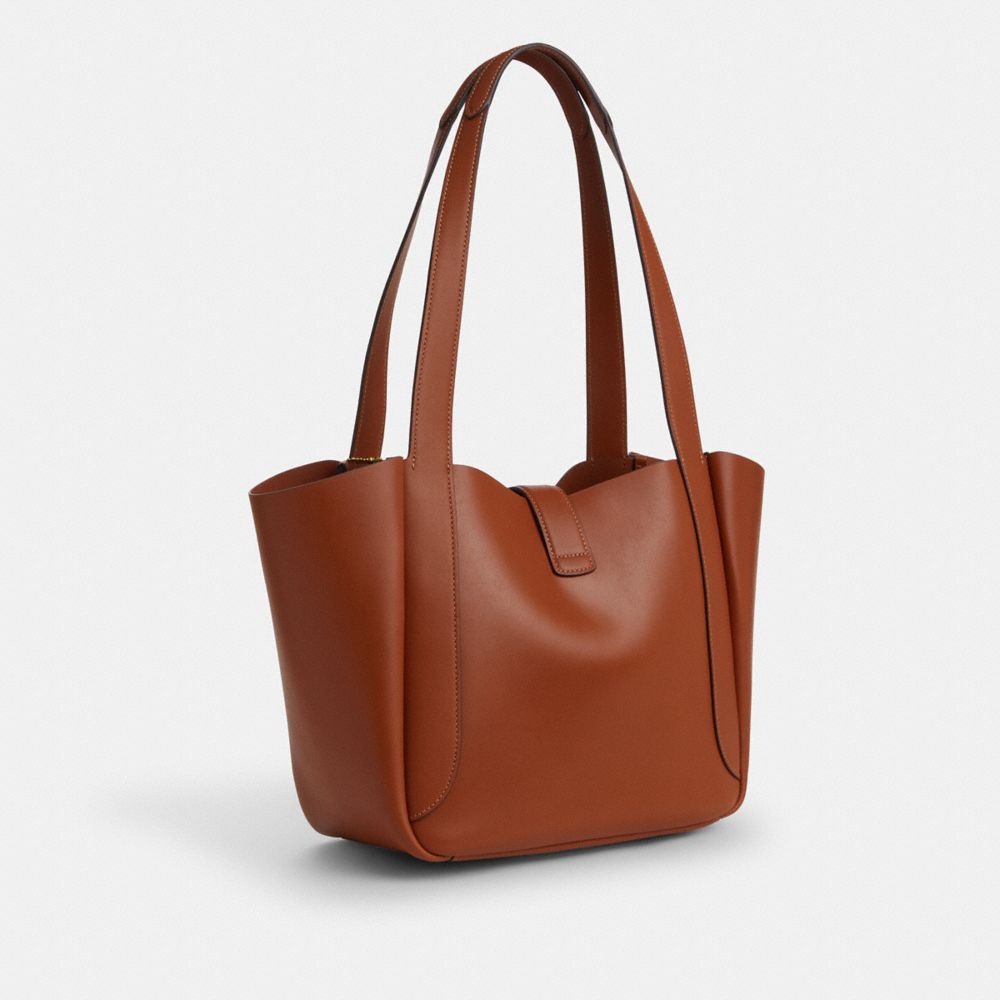 Hadley Turnlock Tote Smooth Leather-Gold-Tan Smooth Leather-Gold-Tan