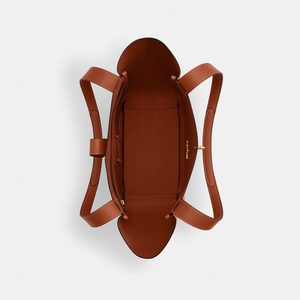 Hadley Turnlock Tote Smooth Leather-Gold-Tan Smooth Leather-Gold-Tan