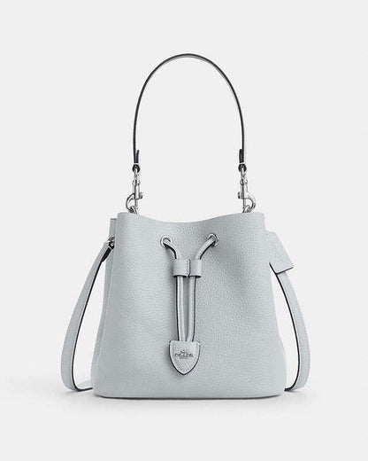 Rowan Bucket Bag Pebbled Leather-Silver-Ice Blue Pebbled Leather-Silver-Ice Blue