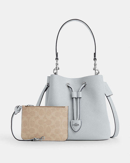 Rowan Bucket Bag Pebbled Leather-Silver-Ice Blue Pebbled Leather-Silver-Ice Blue