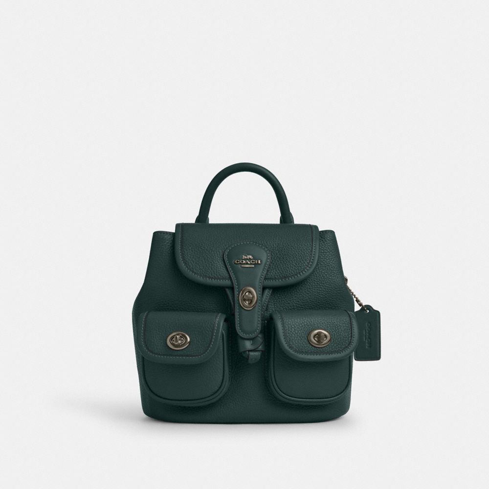Hadley Backpack Pebbled Leather-Gunmetal-Dark Teal Pebbled Leather-Gunmetal-Dark Teal