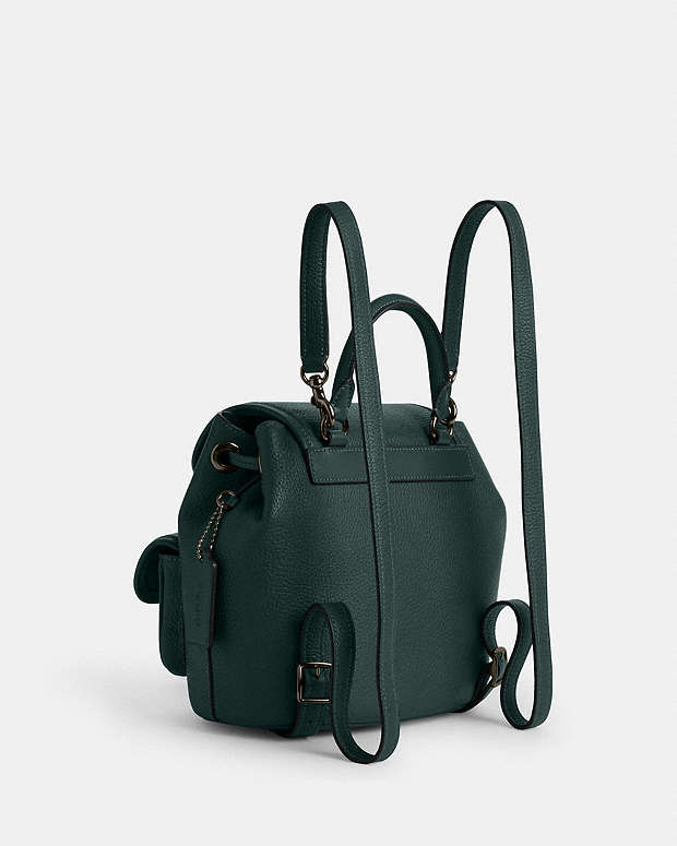 Hadley Backpack Pebbled Leather-Gunmetal-Dark Teal Pebbled Leather-Gunmetal-Dark Teal