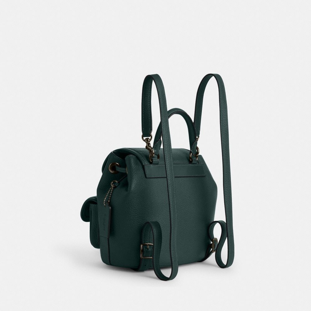 Hadley Backpack Pebbled Leather-Gunmetal-Dark Teal Pebbled Leather-Gunmetal-Dark Teal