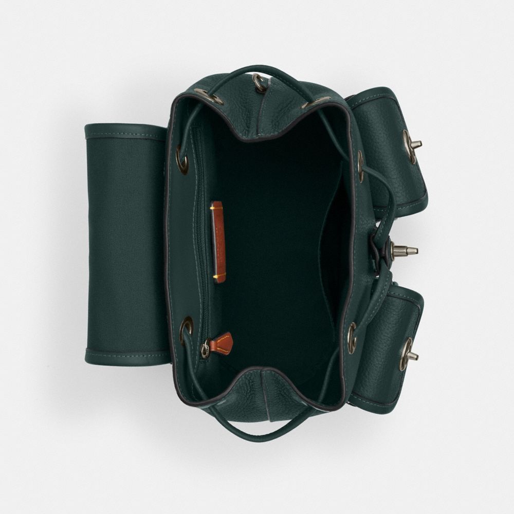 Hadley Backpack Pebbled Leather-Gunmetal-Dark Teal Pebbled Leather-Gunmetal-Dark Teal