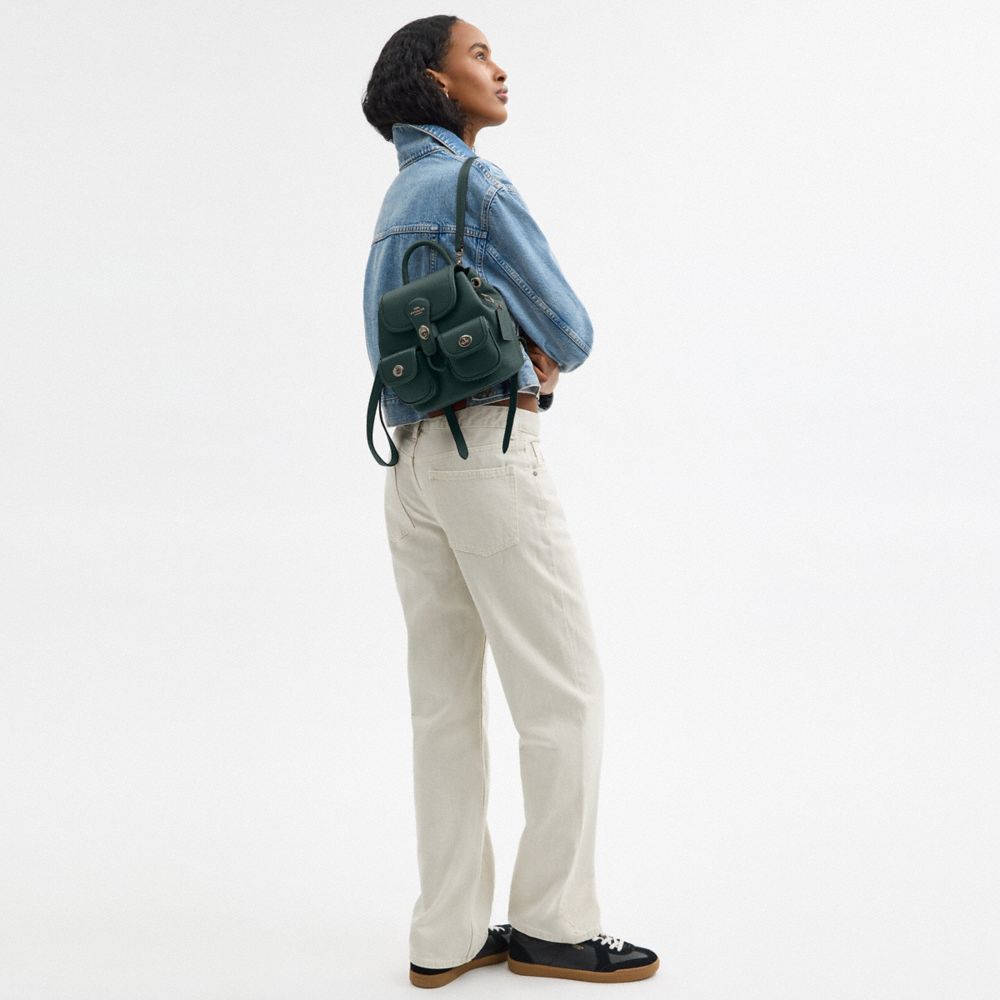 Hadley Backpack Pebbled Leather-Gunmetal-Dark Teal Pebbled Leather-Gunmetal-Dark Teal