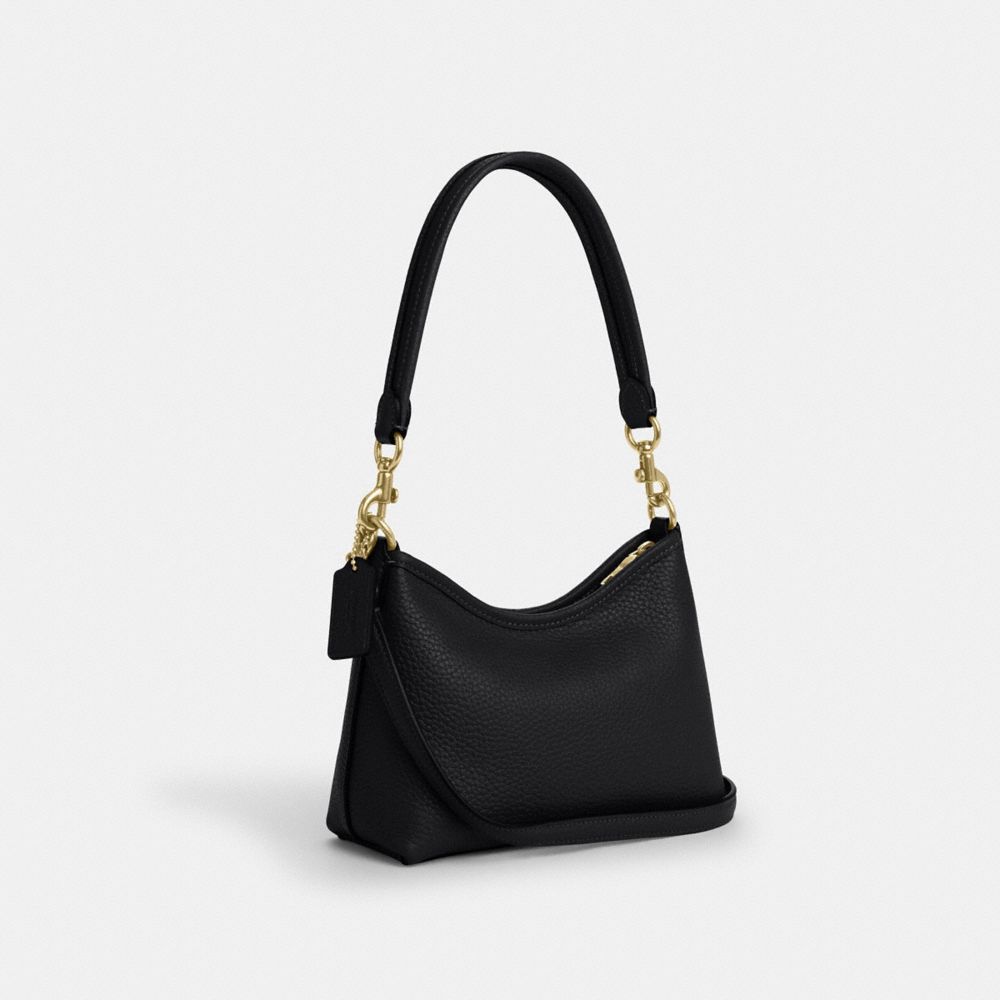 Laurel Small Shoulder Bag Pebbled Leather-Gold-Black Pebbled Leather-Gold-Black