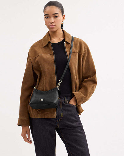 Laurel Small Shoulder Bag Pebbled Leather-Gold-Black Pebbled Leather-Gold-Black