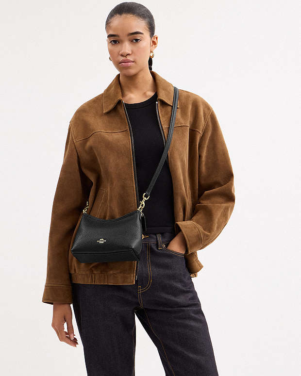 Laurel Small Shoulder Bag Pebbled Leather-Gold-Black Pebbled Leather-Gold-Black