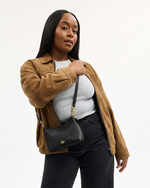 Laurel Small Shoulder Bag Pebbled Leather-Gold-Black Pebbled Leather-Gold-Black