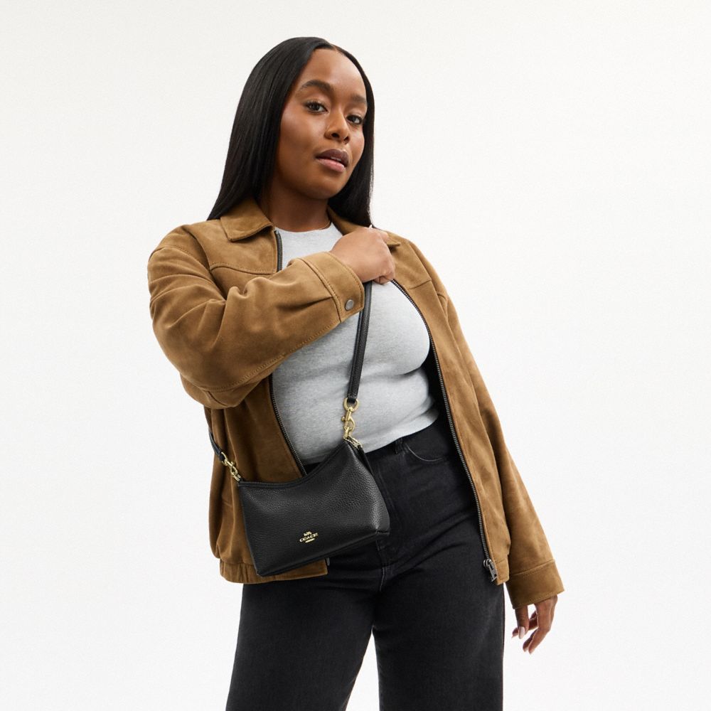 Laurel Small Shoulder Bag Pebbled Leather-Gold-Black Pebbled Leather-Gold-Black