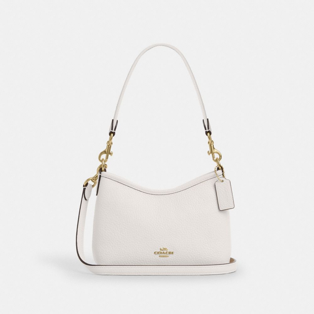 Laurel Small Shoulder Bag Pebbled Leather-Gold-Chalk Pebbled Leather-Gold-Chalk