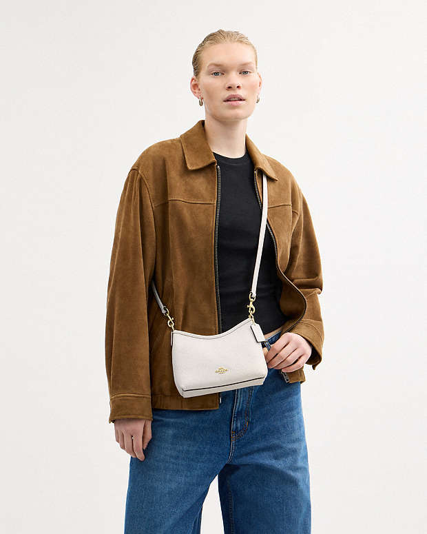 Laurel Small Shoulder Bag Pebbled Leather-Gold-Chalk Pebbled Leather-Gold-Chalk