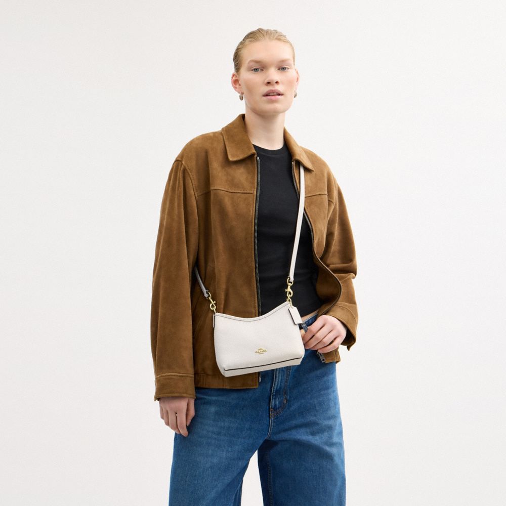 Laurel Small Shoulder Bag Pebbled Leather-Gold-Chalk Pebbled Leather-Gold-Chalk