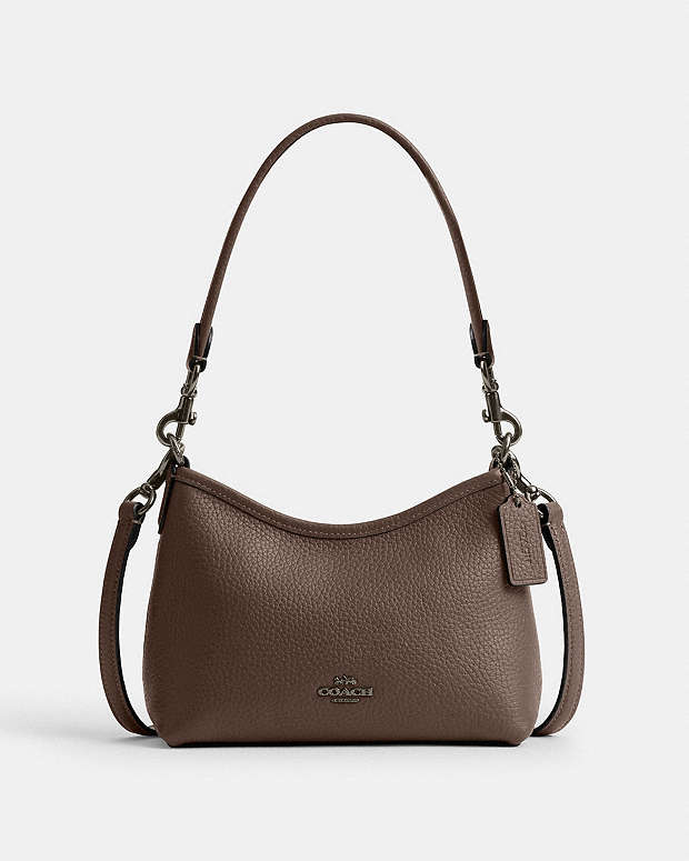 Laurel Small Shoulder Bag Pebbled Leather-Qb-Dark Stone Pebbled Leather-Qb-Dark Stone