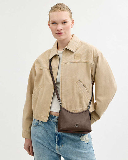 Laurel Small Shoulder Bag Pebbled Leather-Qb-Dark Stone Pebbled Leather-Qb-Dark Stone