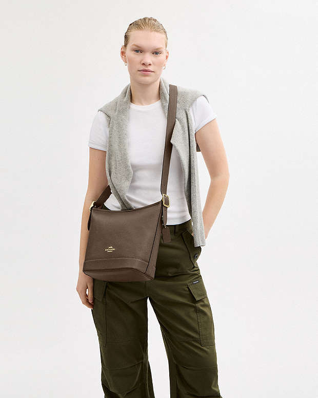 Jude Duffle Bag Pebbled Leather-Gold-Dark Stone Pebbled Leather-Gold-Dark Stone