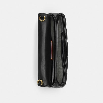 Coach Tabby Chain Crossbody Bag 19 With Quilting Brass Black