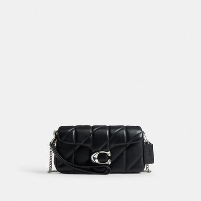 Coach Tabby Chain Crossbody Bag 19 With Quilting Silver Black