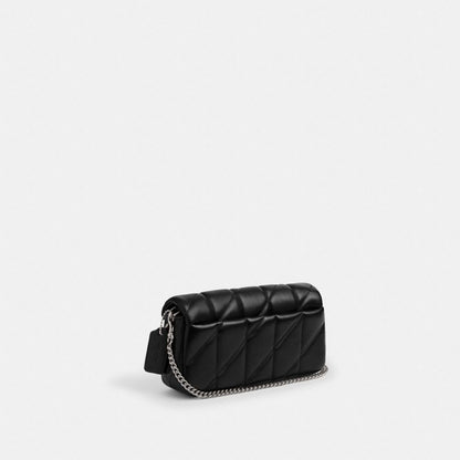 Coach Tabby Chain Crossbody Bag 19 With Quilting Silver Black