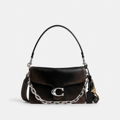 Chain Tabby Shoulder Bag In Loved Leather Loved Leather-Silver-Black Brown Loved Leather-Silver-Black Brown