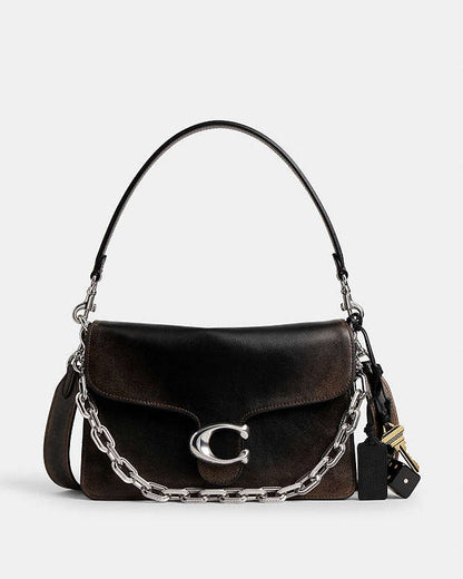 Chain Tabby Shoulder Bag In Loved Leather Loved Leather-Silver-Black Brown Loved Leather-Silver-Black Brown