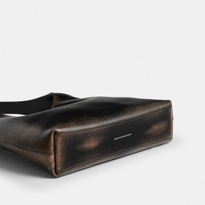 Coach Brooklyn Shoulder Bag 28 In Loved Leather Silver Black Brown