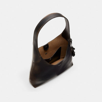 Coach Brooklyn Shoulder Bag 28 In Loved Leather Silver Black Brown