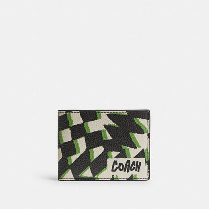 Coach Slim Billfold Wallet With Geo Check Print Black