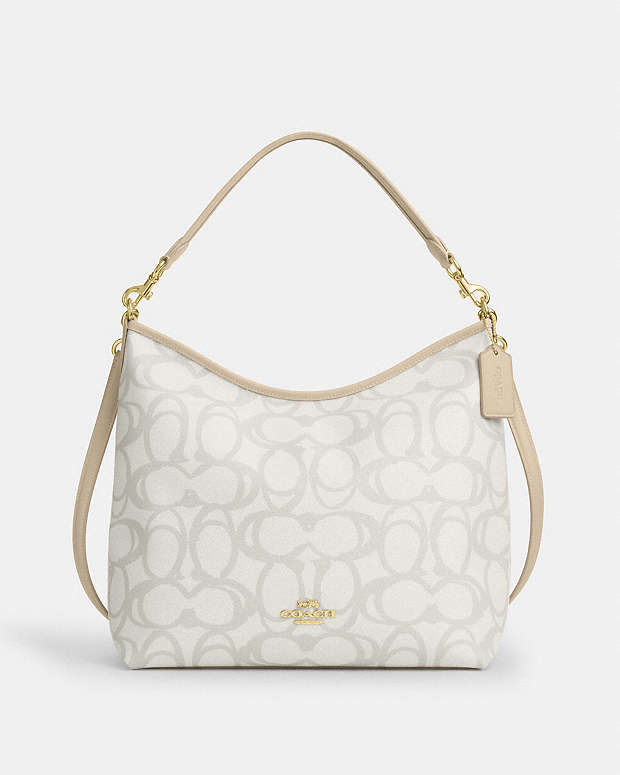 Laurel Large Shoulder Bag In Sketch Signature Canvas Signature Canvas-Gold-Ivory Signature Canvas-Gold-Ivory