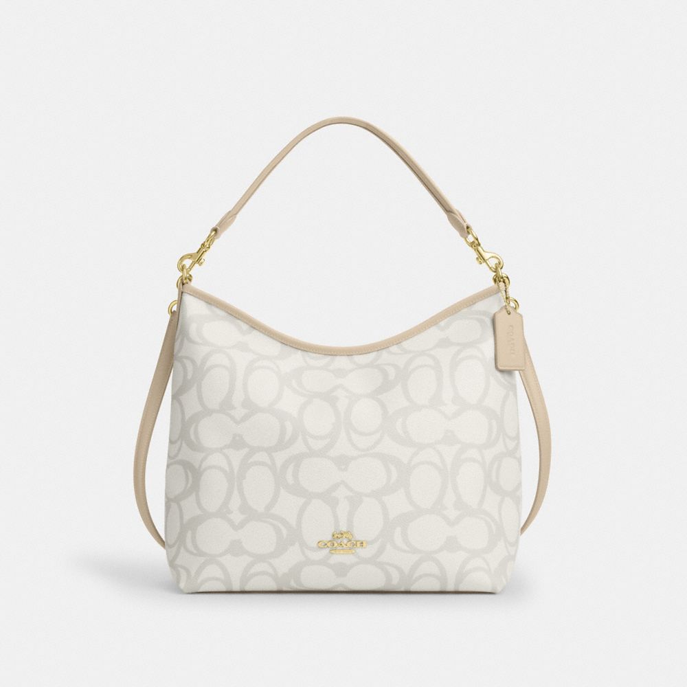 Laurel Large Shoulder Bag In Sketch Signature Canvas Signature Canvas-Gold-Ivory Signature Canvas-Gold-Ivory