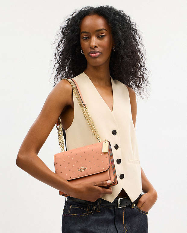 Klare Crossbody Bag With Rivets Smooth Leather-Im-Peach Smooth Leather-Im-Peach
