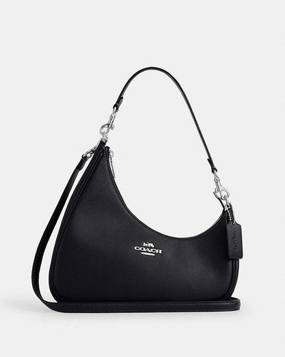 Twisted Teri Shoulder Bag Smooth Leather-Silver-Black Smooth Leather-Silver-Black