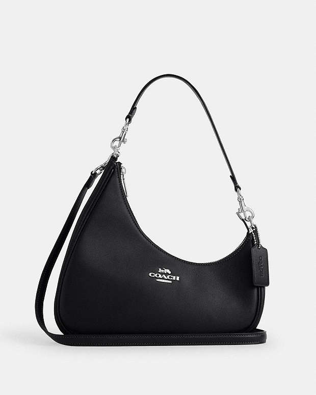 Twisted Teri Shoulder Bag Smooth Leather-Silver-Black Smooth Leather-Silver-Black