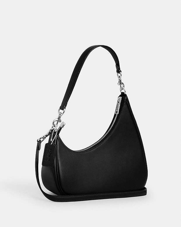 Twisted Teri Shoulder Bag Smooth Leather-Silver-Black Smooth Leather-Silver-Black